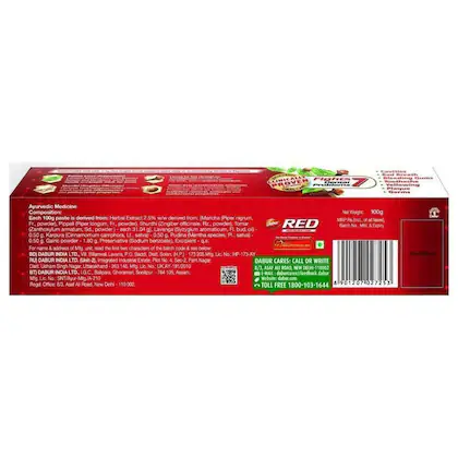 Dabur Red Tooth Paste 100g + Godrej no 1 Soap  ₹10 Soap  Free