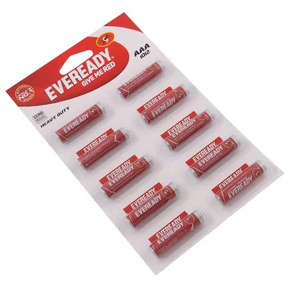 Eveready Red 1012 AAA Carbon Zinc Batteries