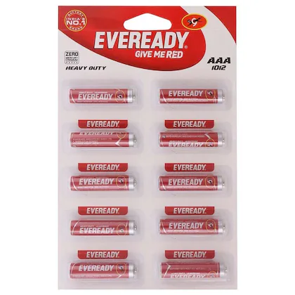 Eveready Red 1012 AAA Carbon Zinc Batteries