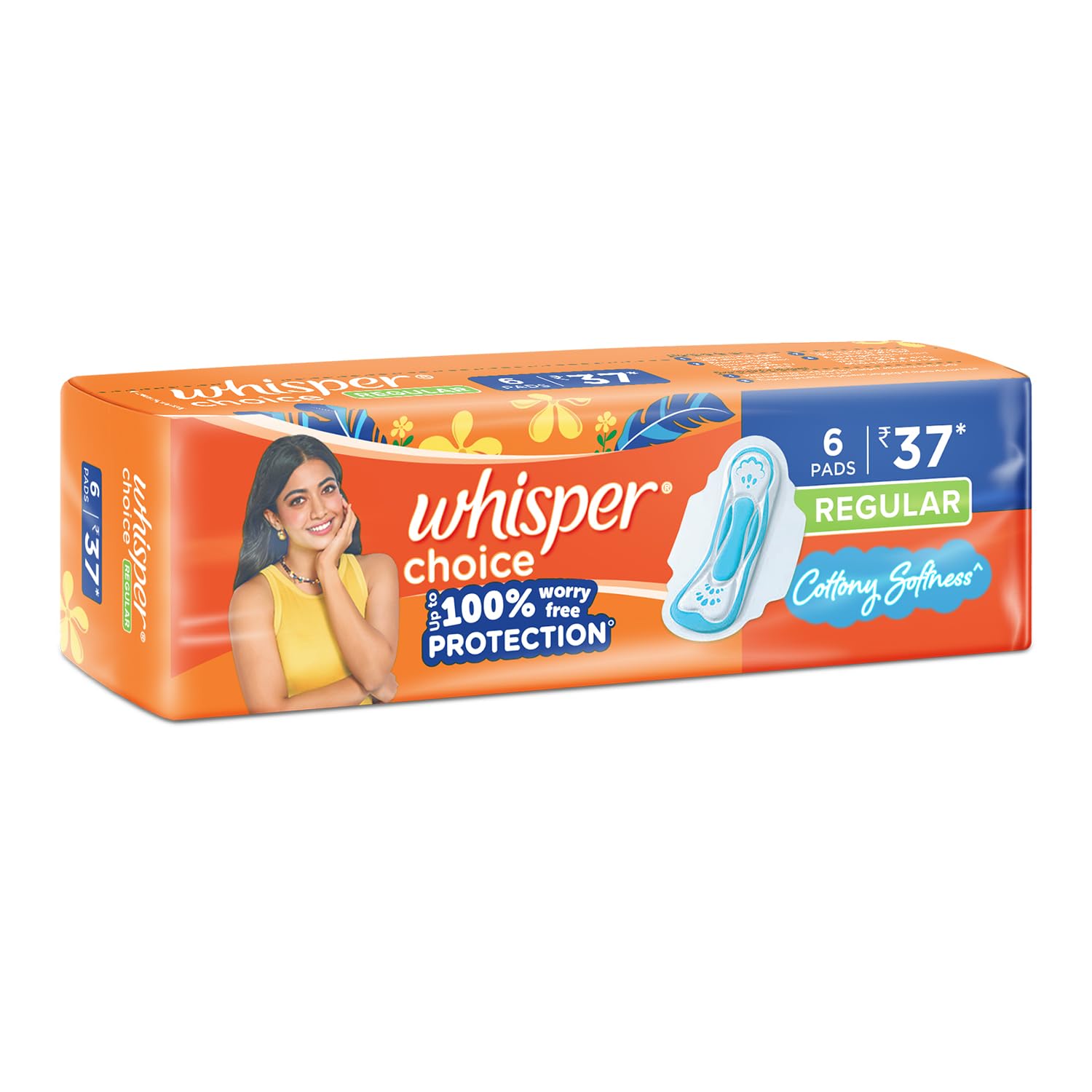 Whisper Choice Sanitary Pads - Regular, 6 pcs Pack