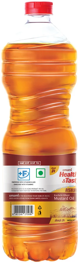 Emami Healthy & Tasty Kacchi Ghani Mustard Oil - 500ml / 410g  Bottle