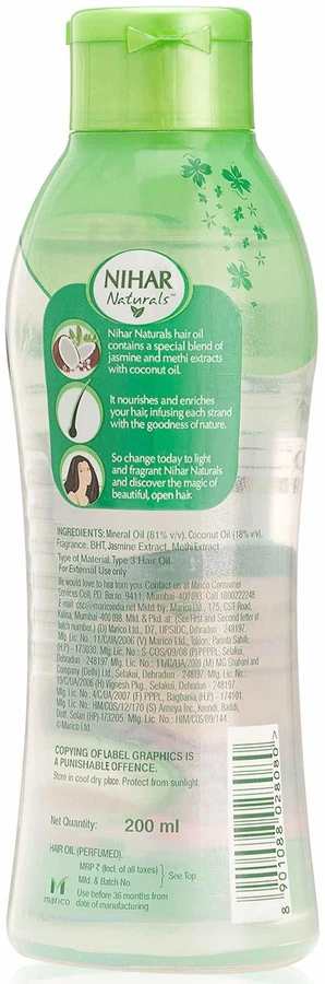 Nihar Coconut Hair Oil with Jasmine and Meti - 20ml