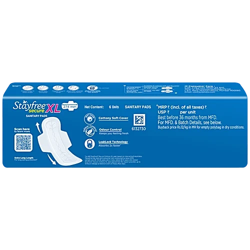 Stayfree Secure XL 6 Pads Pack