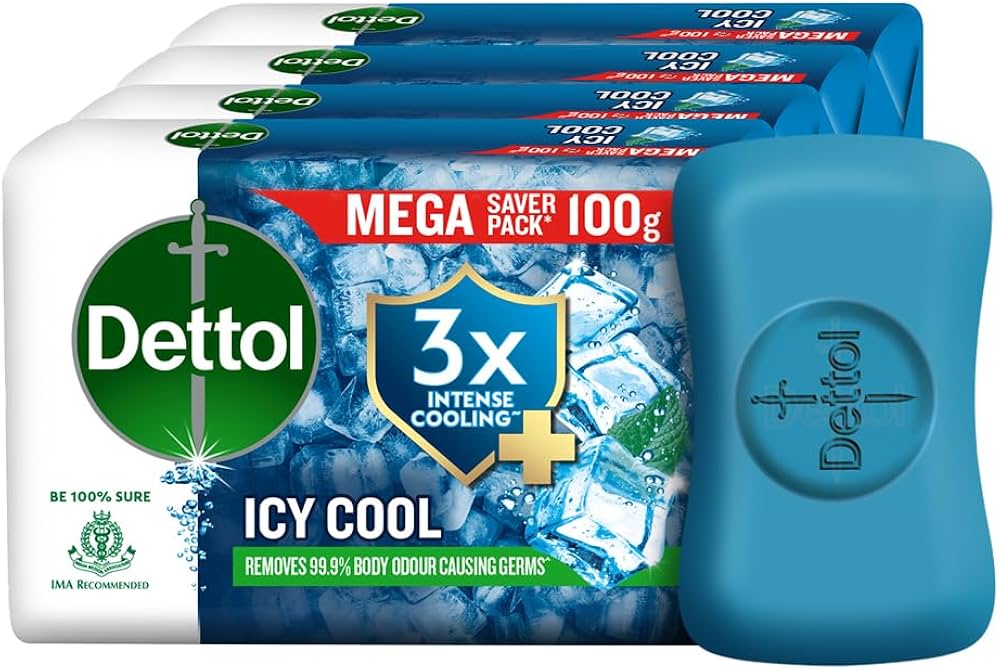 Dettol Menthol Icy Cool Soap 100g x 4 Pcs Pack