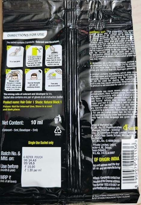 Indica Easy Shampoo-Based Hair Colour 10 ml - Black
