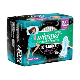 Whisper Bindazzz Ultra Nights Sanitary Pads XXL, 7 Count Pack