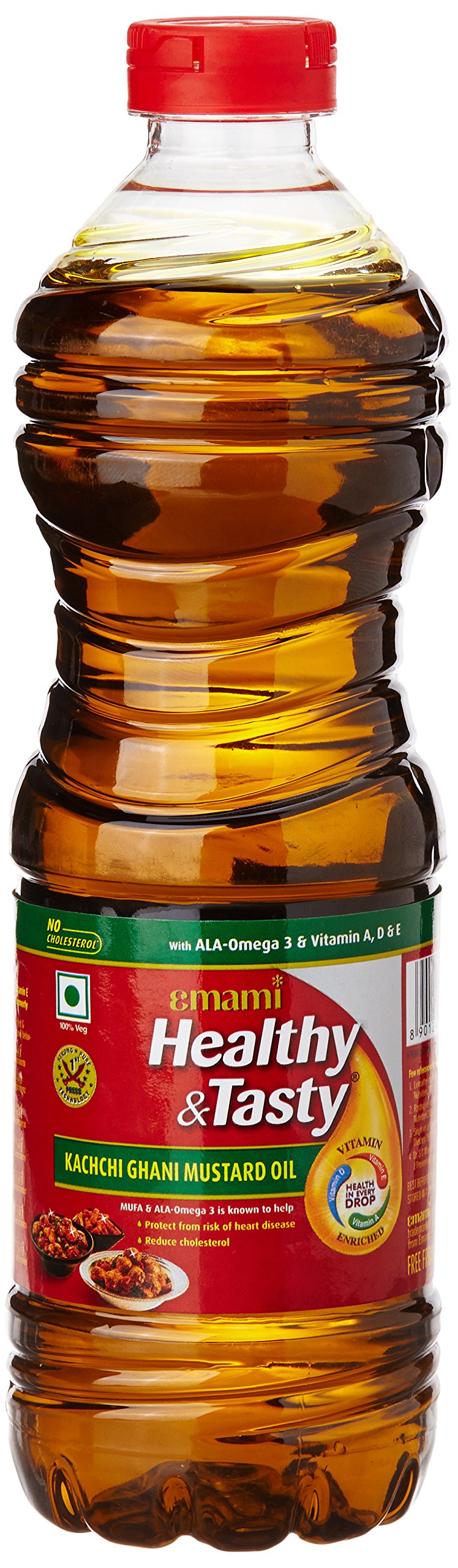 Emami Healthy & Tasty Kacchi Ghani Mustard Oil - 500ml / 410g  Bottle