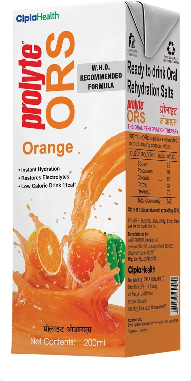 Cipla Prolyte ORS Liquid 200 ml Tetra Pack